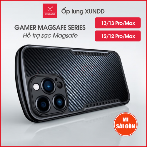 Ốp lưng XUNDD iPhone 13/ 13 Pro/ Max/ 12/ 12 Pro/ Max (Gamer Magsafe Series) - Chống sốc, Vân carbon
